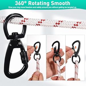 Dog Tie Out Cable for Camping 50ft, Dog Runner for Yard Hold up to 350lbs, Portable Dog Camping Essentials for Outside