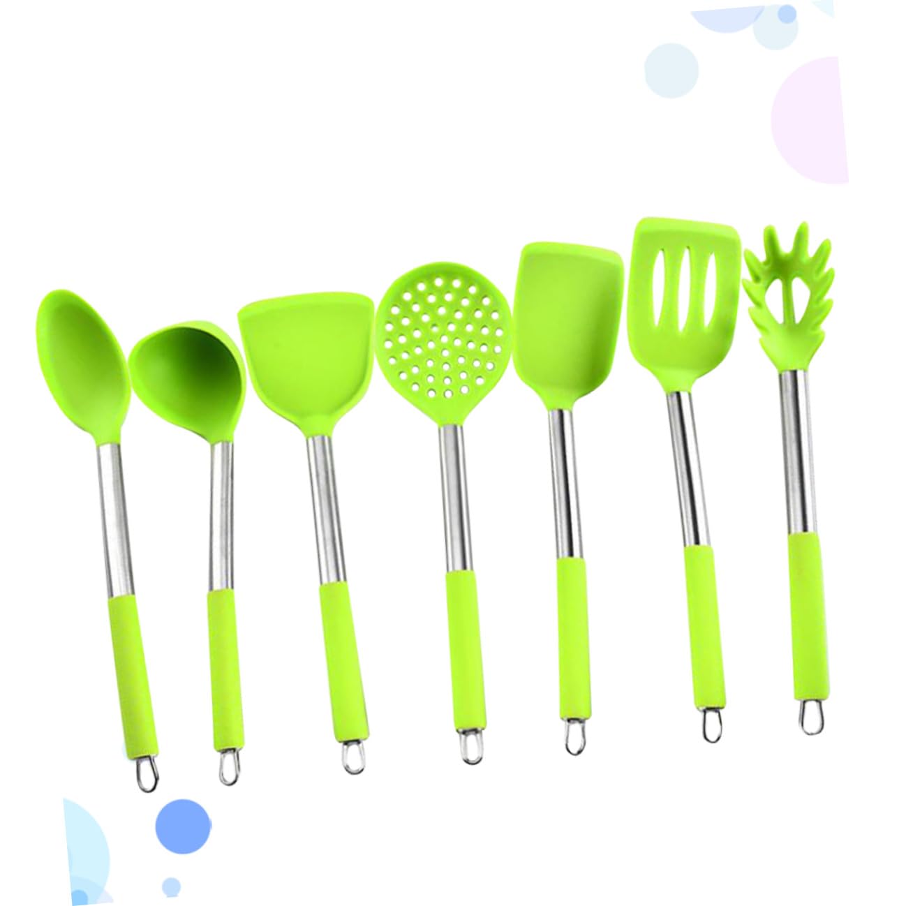 Set Utensili Cucina Silicone 7 Pezzi Manico Acciaio Inox