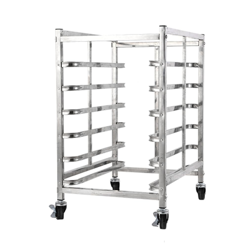 Crew-cut Stainless Steel Sheet Pan Bun Rack, 6 Tier, 3"" Spacing, 16"" Inner Width, with Brake Casters, Silver
