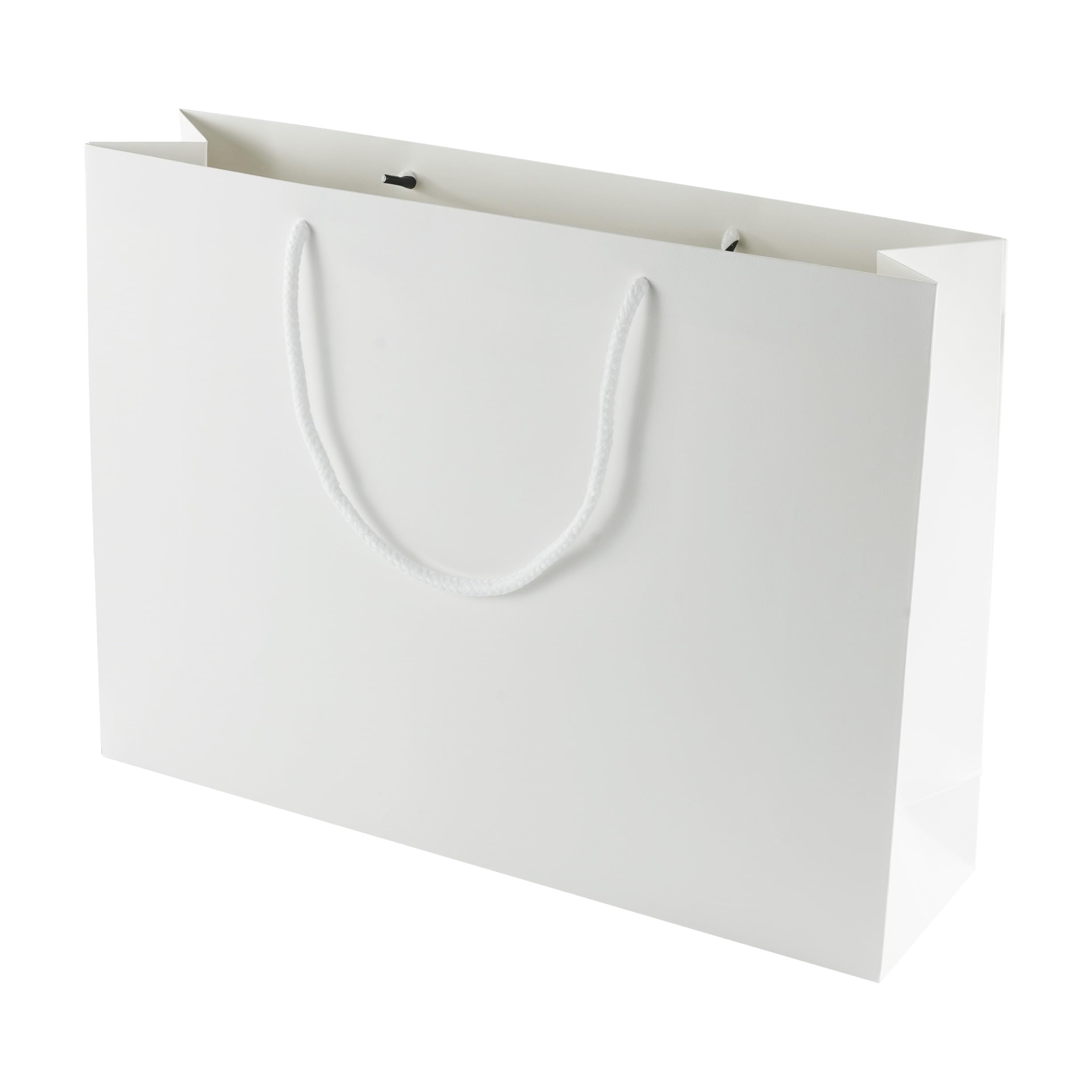 FSC Certified White Embossed Paper Gift Bag | XL Premium Wide Bag with Cotton Rope Handles for Boutique, Weddings & Retail | 45x33x12cm