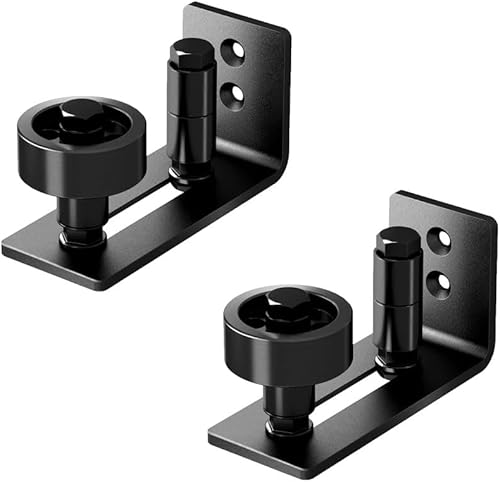 Miniatura 11 de Yahpetes Guía de piso inferior para puerta de granero, 1 guía de piso ajustable en forma de U, guía de pared montada para puerta de granero