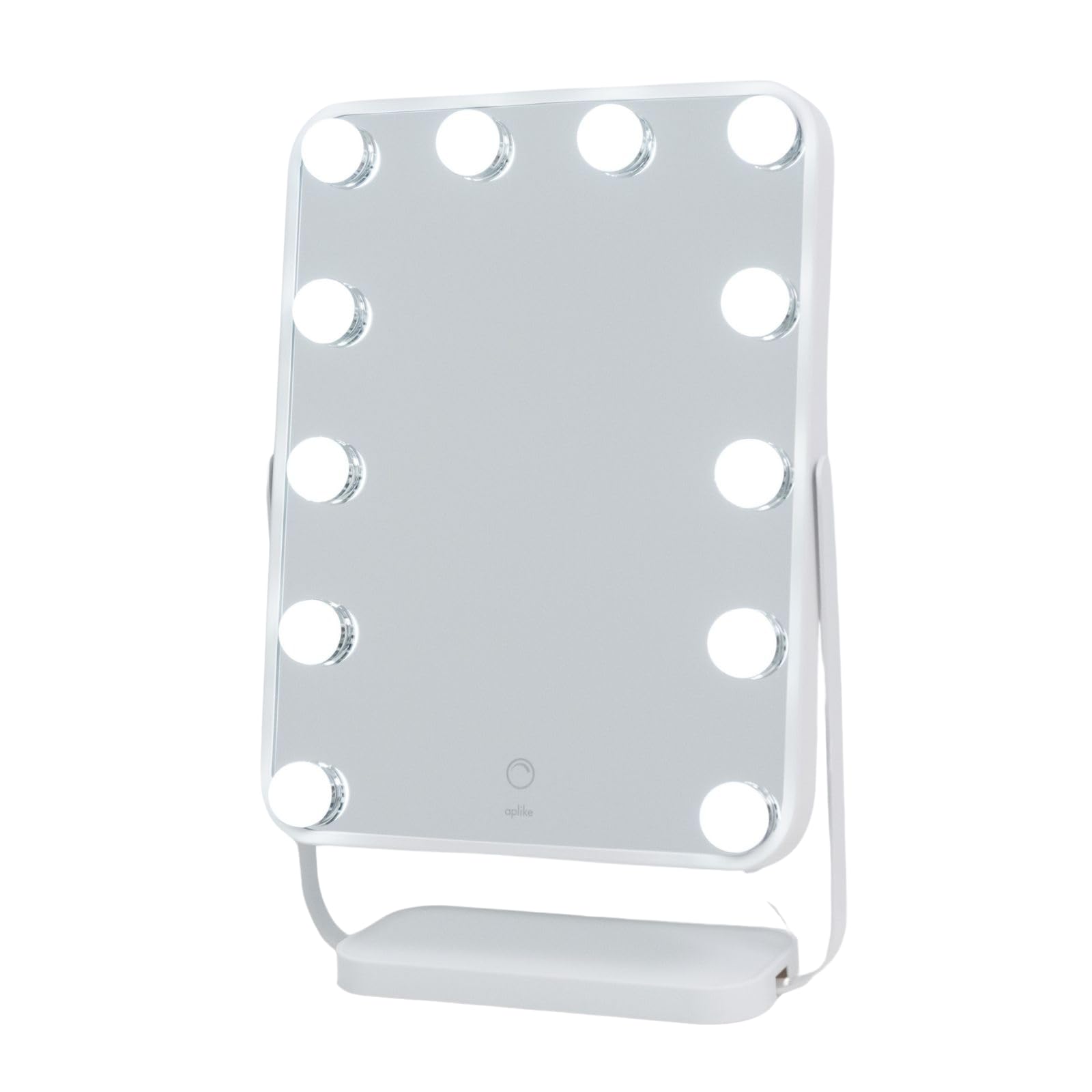 Aplike - Espejo Maquillaje con Luz, Espejo Tocador Hollywood Studio con Luz LED Regulable, Control Táctil, Rotación 360º, Bajo Consumo (Blanco Mate)