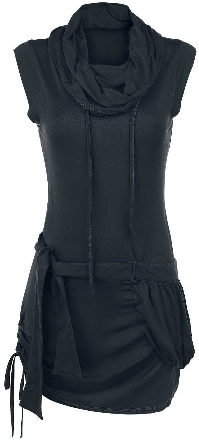 RED by EMP Damen schwarzes kurzes High-Neck Kleid