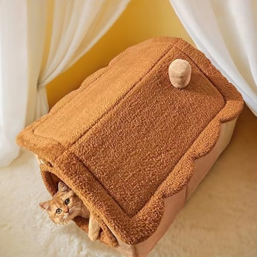Maison douce pour chat chaud et confortable niche rembourrée à cachette lavable - 7