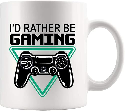 Taza de cerámica de 11 oz con texto en inglés "I'd Rather Be Gaming Gamer Gifts for Men Boyfriend Women Cool Gamers Gifts from Girlfriend Sister
