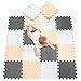 meiqicool 18 Pièces Dalles Mousse Doux Tapis pour Enfants Bébé Puzzle Tapis en Mousse EVA Activité Tapis de Jeu Carreaux Blanc Beige Gris 011012