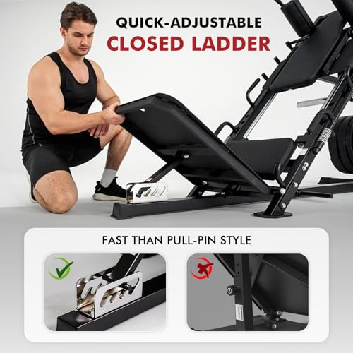 Mikolo Leg Press Hack Squat Machine Combo, Leg Press Machines for Home Gym with Linear Bearing, Hack Squat Machine with Rear and Front Band Pegs, Leg Machine for Full Range Leg Training, Black - image 9