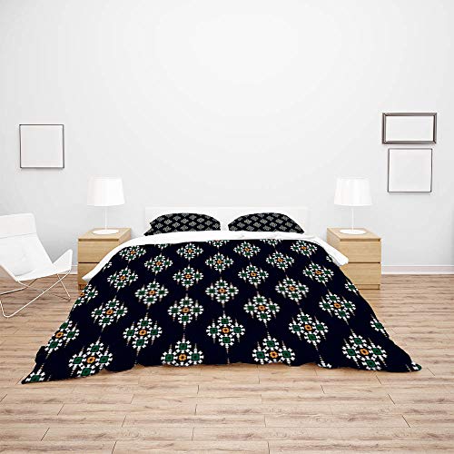 Housse de couette Queen Size avec 2 taies d'oreiller brodées en polyester