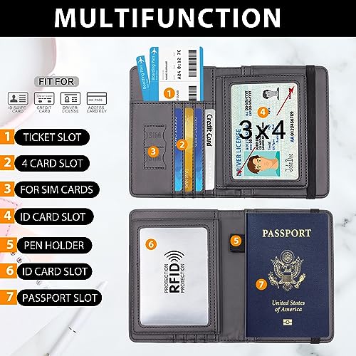 Image of Melsbrinna Rfid Passport Holder for Travel women /Men, Cute Passport Wallet Rfid Blocking Card Slots, Rfid Passport Cover /CaseTravel Wallet, Passport Book Holder (1, Black3)