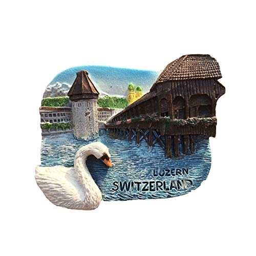 Lucerna Svizzera 3D Souvenir da Viaggio in Resina Magnete per Frigorifero, Decorazioni Fatte a Mano per la casa e la Cucina Regalo per la Raccolta di magneti per Il frigo di Lucerna