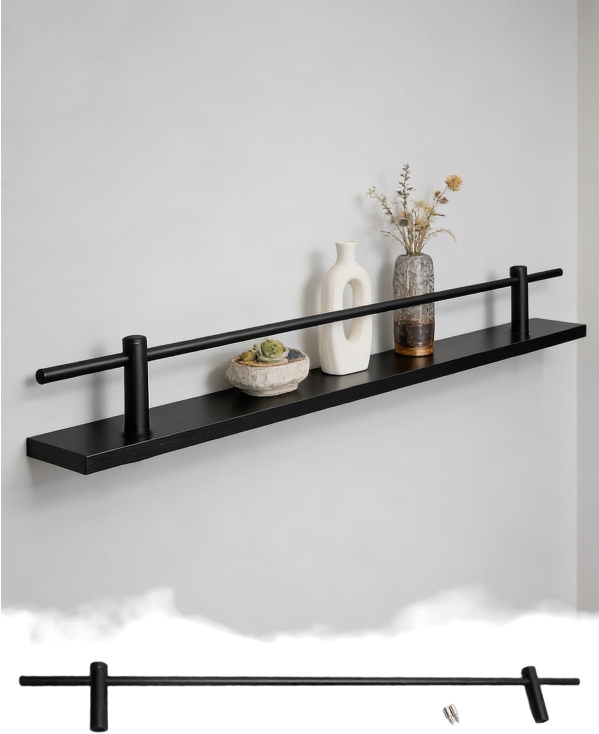 Amazon.com: Black Shelf Organizer Railing, Aluminum Lip Fence Bar for ...
