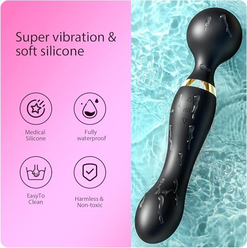 Image of Dual Head Rechargeable Massager for Pain Relief and Relaxation - Electric Handheld Massager Stick for Back, Travel-Friendly Ergonomic Waterproof Full Body Massage Device Powerful Vibrating Muscle Relaxation, Stress Relief & Deep Tissue Therapy (Multicolor) (Full Body)