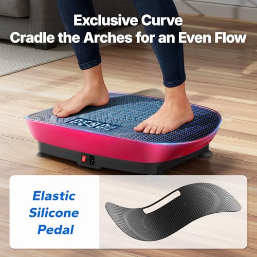 Image of MERACH Vibration Plate Exercise Machine, Curved Vibration Plate for Lymphatic Drainage Weight Loss, Vibrating Plate with Real-Time Calorie Tracking on LED Display, Workout Equipment for Home Women Men