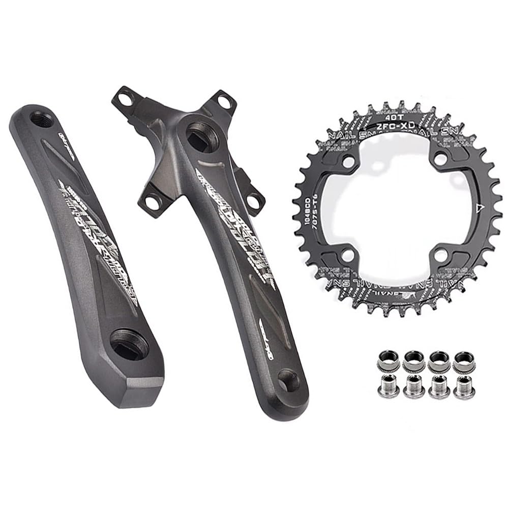 Guarnitura per Mountain Bike a velocità Singola 170/175 mm, pedivelle con Fori a Diamante per Bici da Strada con 104 corone Rotonde Strette e Larghe da 32/34/36/38/40/42 Denti, ADA