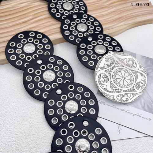 Western Belt for Women - Boho Cowgirl Concho, Circle Brown Wide, Vintage Disc Accessories4