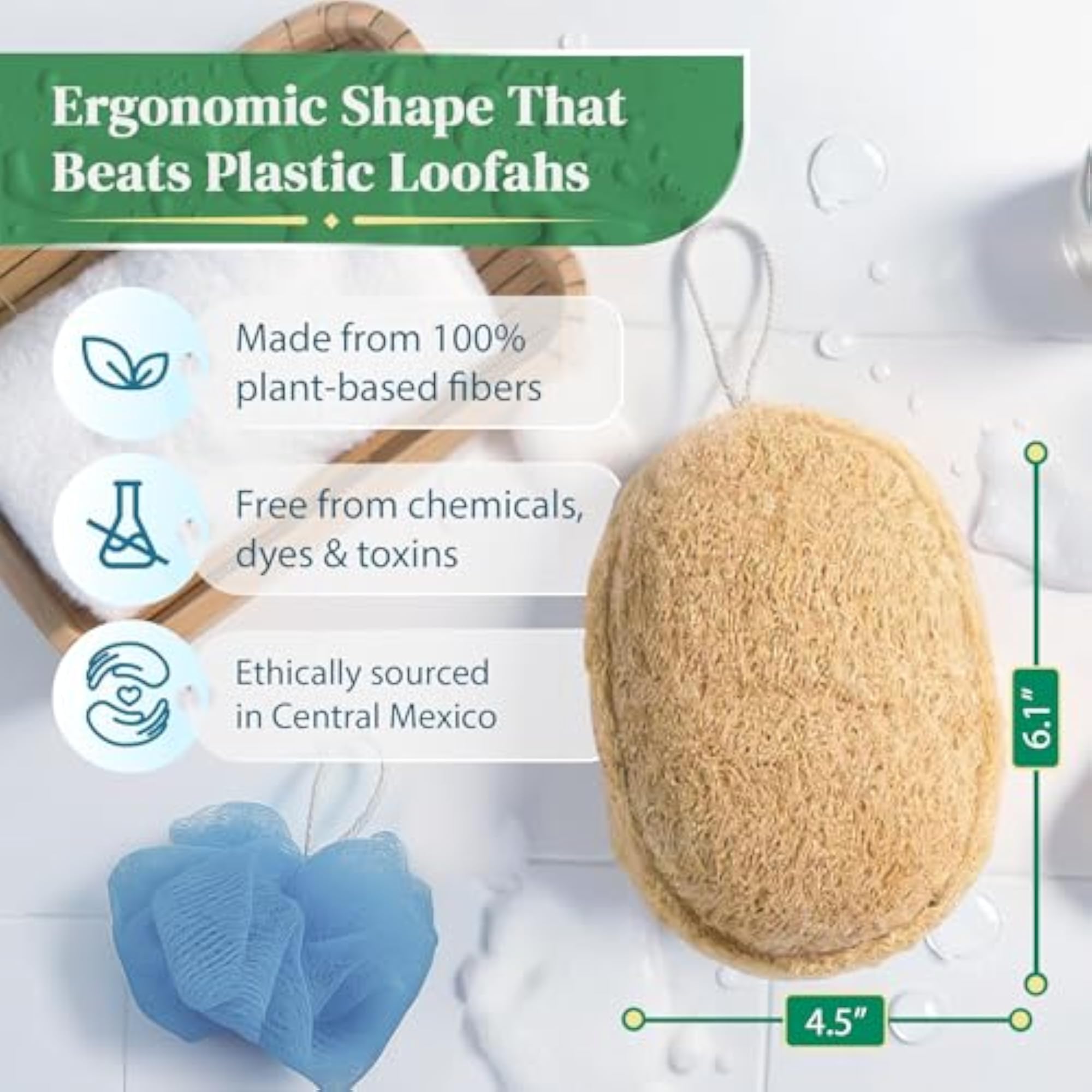 100% Natural Loofah Exfoliating Sponge (3 Pack)