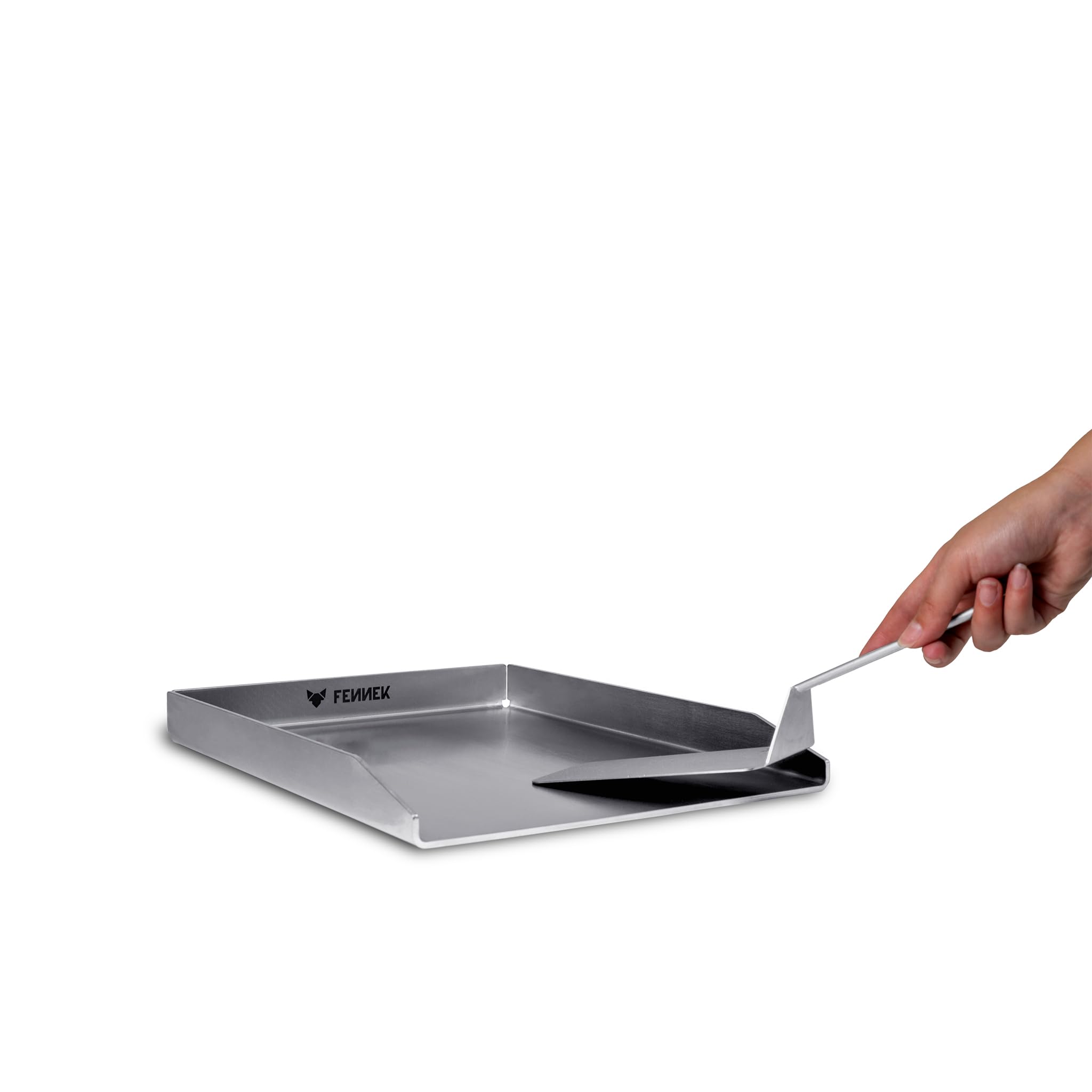 FENNEK Piastra per barbecue Teppanyaki, 40 x 30 cm, senza bordo anteriore, universale, adatta per molti barbecue a gas, in acciaio inox da 4,0 mm, lavabile in lavastoviglie, prodotta in Germania