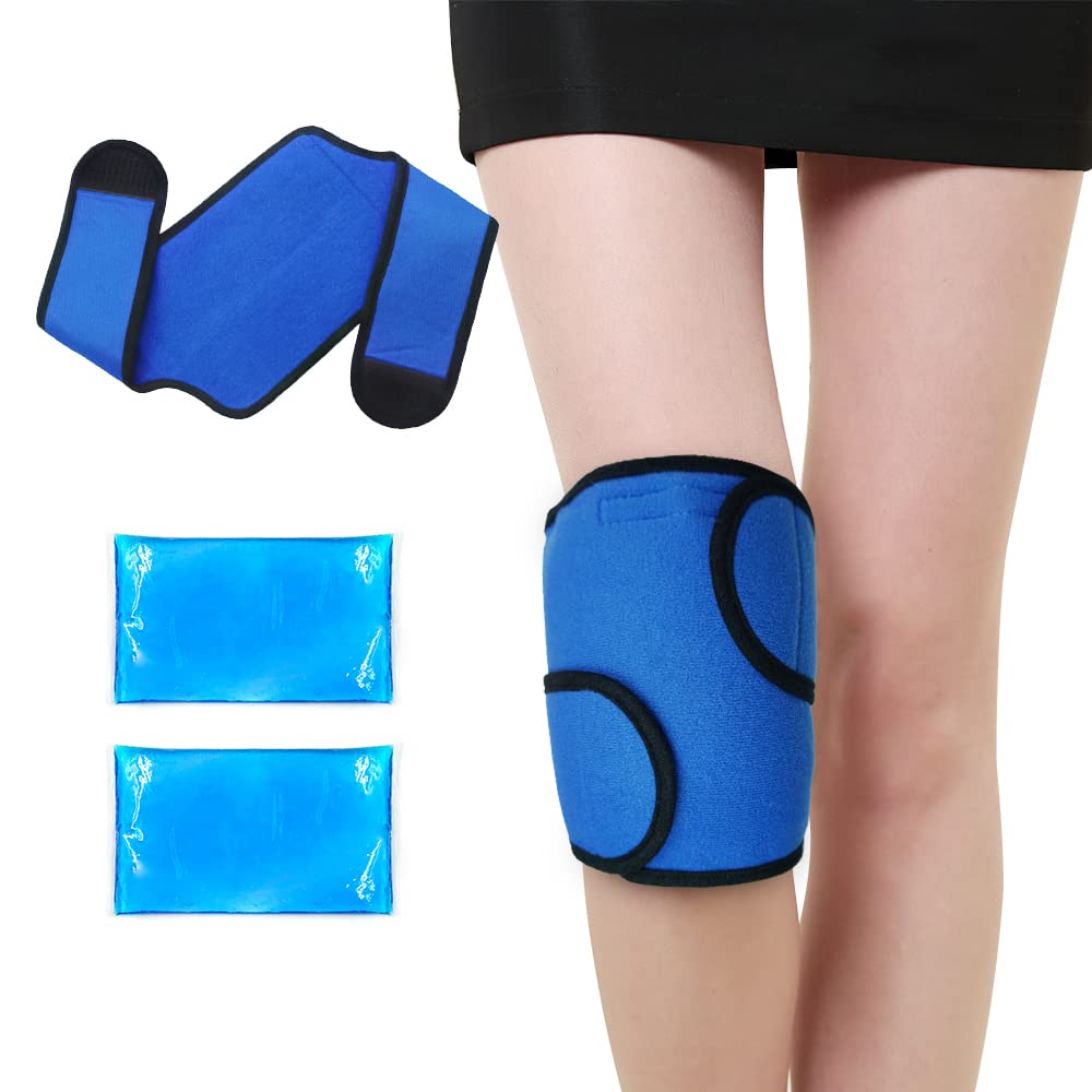 Knee Ice Pack for for Injury, Reusable Hot Cold Ice Gel Pack for Swelling, Muscle Soreness, Joint Pain, Flexible Knee Ice Pack Wrap Cold Compress for knee Pain Relief, Knee Surgery, Sprains, Arthritis