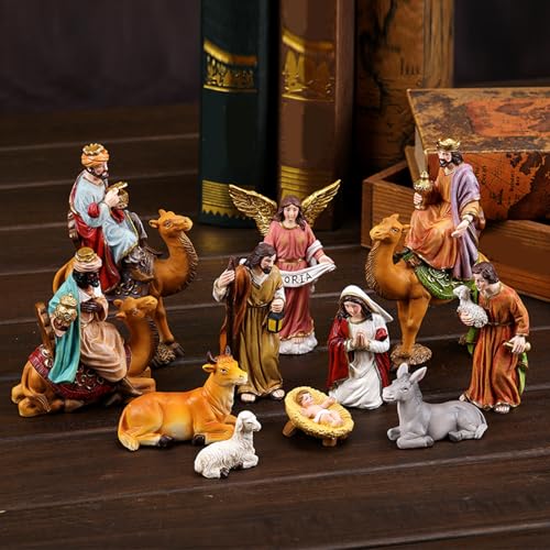 Figurines de crèche de Noël en résine décoration table stable - 3
