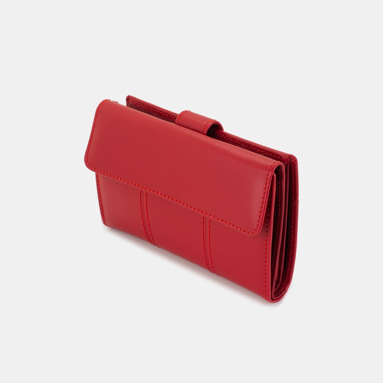 Portfel damski ze skóry bydlęcej elegancki portfel premium ręcznie wykonany w Ubrique, Hiszpania Kolekcja PS, Czerwone, Pequeño - 14.5cm, Klasyczny