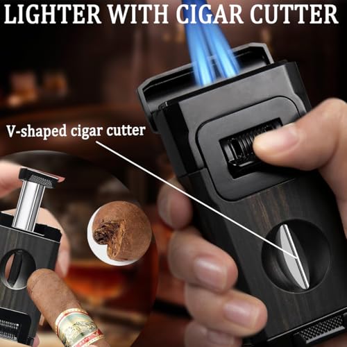 Encendedor para cigarros recargable con cortador y soporte negro miniatura 5