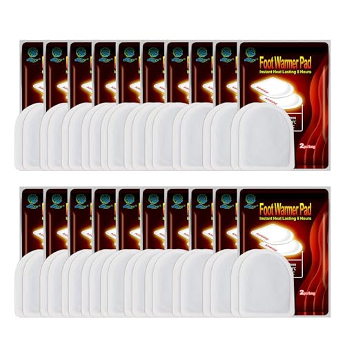20 Pairs Foot Warmer, Disposable Heating Packs Body Warmers, Adhesive Instant Small Heating Pad Heat Therapy Patches, Winter Feet&Toes Warmers, for Indoor Outdoor, Office, Travel