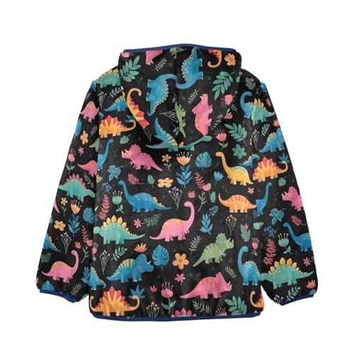 CHIFIGNO Colorful Dino Boys Fleece Zip up Jacket Light Soft Fleece Outerwear Jackets 3T2