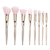 COLOR CLEANER Makeup Brush Set Rose Gold Professional Synthetic Bristles Foundation Blush Concealer Contour Highlight Blend Eyeshadow Face Cream Powder Liquid