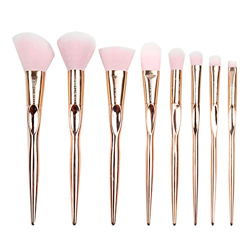 COLOR CLEANER Rose Gold Makeup Brush Set Professional Synthetic Foundation Blush Concealer Contour Highlight Blend Eyeshadow Face Cream Powder Liquid Cruelty Free Vegan Hair Cosmetic Kit