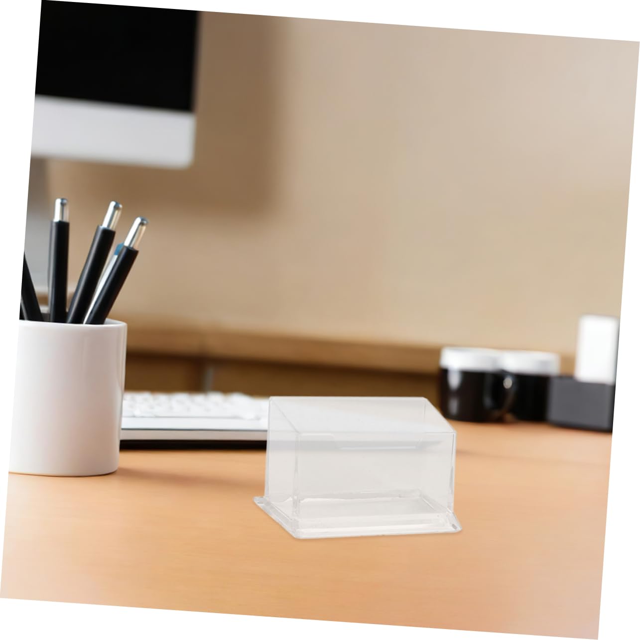 Tarjetero de Oficina Transparente Abs 10 Piezas para Escritorio | Diseño Minimalista, Fácil Mantenimiento, Uso en Espacios Profesionales, Soporte de Mesa para Tarjetas