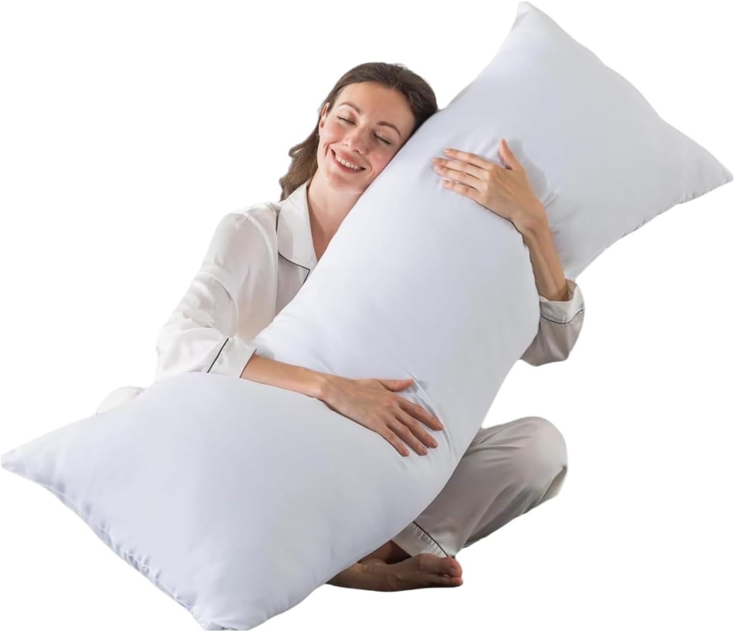 Bedding Home Maternity Support 5ft Bolster Pillow Cuddle Cushion, Side Sleeper Pregnancy Pillow, Long Pillows for Sleeping, Full Body King Size Pillows (King Size - 5ft), White