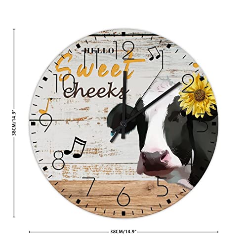Horloge murale minimaliste en bois 38 cm sans tic-tac Hello Sweet Cheeks pour toilettes - 3