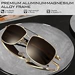 LINVO Polarized Sunglasses Men Premium Al-Mg Frame Classic Square Military Style 100% UV400 Protection - Image 3