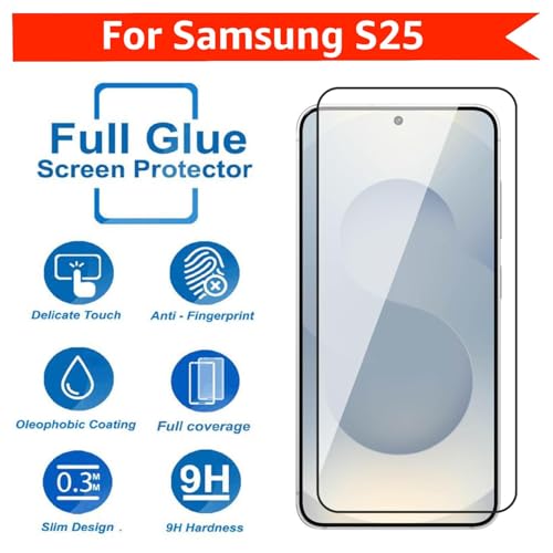 Image of DARKFIT Tempered Glass Premium Screen Protector Compatible for Samsung S25 | Edge to Edge Coverage with Easy Installation Kit | Scratch Resistance | HD Clear Glass (Black Border) | Pack of 1