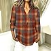 Business Casual Tops for Women 3/4 Sleeve V Neck Collared Loose Fit Funny T Shirts 2026 Summer Grid Blouses Dressy Casual Oversize Women Blouse Travel Cute Clothes Saffron M