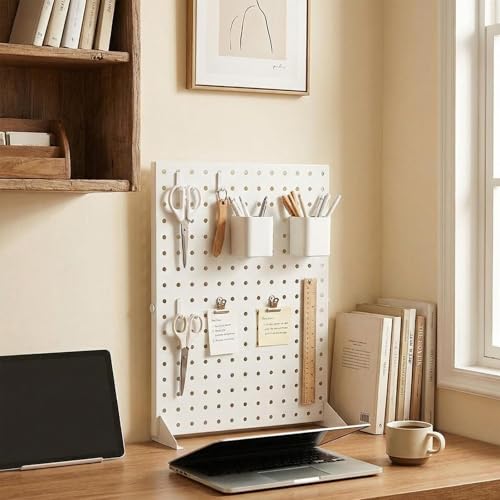 Novelfun 2 Stück Weiß Stecktafel Display Stände 17\ X 13\ Stecktafel Organizer, Tischplatte Präsentationsständer Metall Pegboard Display Stand für Schmuck, Schlüsselanhänger, Aufkleberc