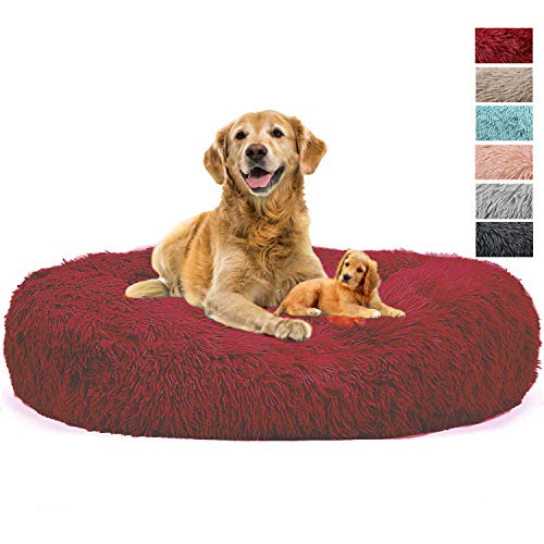 Yurun hundebett Grosse Hunde XXL, Kissen Bett Hundekissen Kuschelig Flauschig mit Wasserfeste Unterseite, für Katzen und kleine mittlere Hunde, Rot 120CM Cover