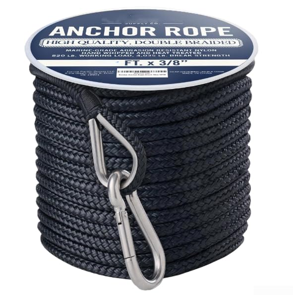 Corde d'ancrage en nylon 30,5 m avec raccords 316 SS anti-corrosion