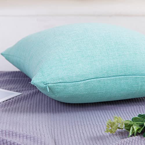 Jepeak Throw Pillow Covers Cushion Cases Pack Of 2 Linen Farmhouse Modern Decorative Solid Square Pillow Covers For Couch Sofa Bed Home Decoration (Light Teal, 22 X 22 Inch) #TOP2
