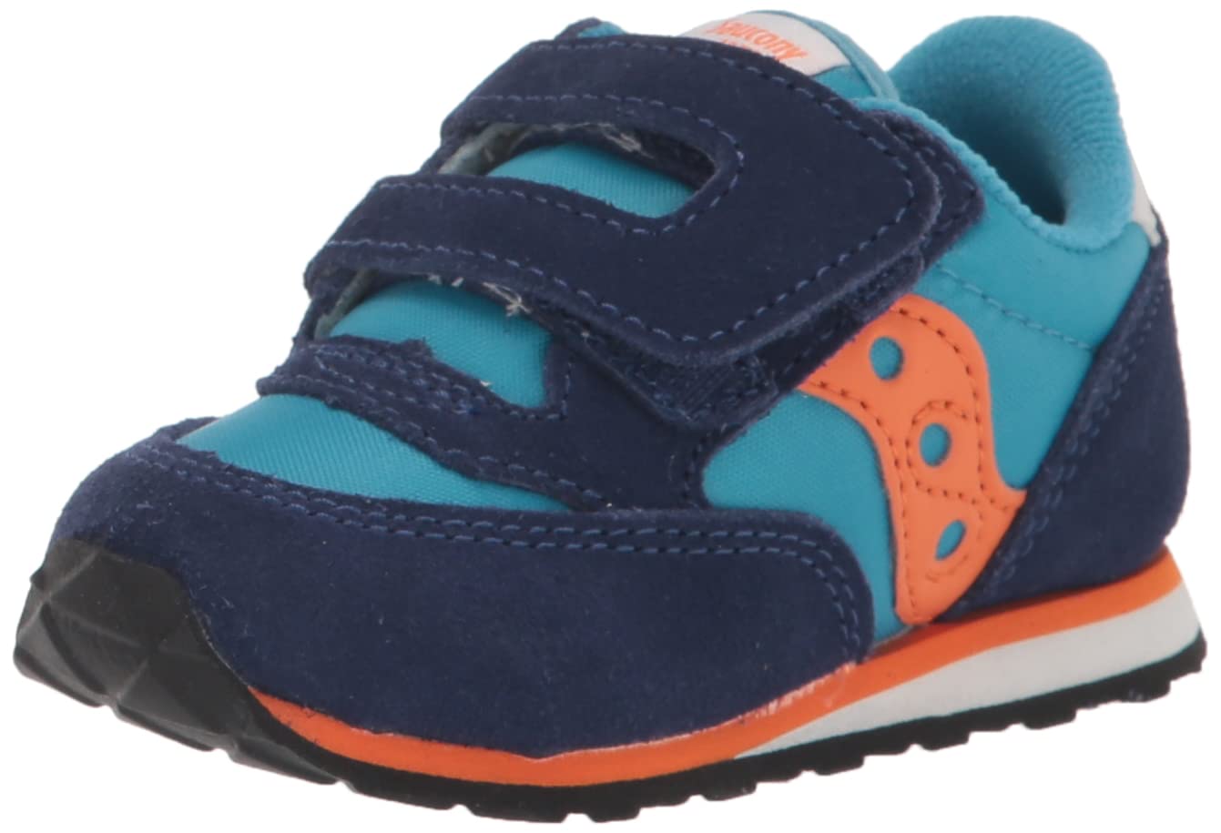 Saucony Jazz Hook & Loop Seasonals Sneaker, Navy/Teal/Orange, 4 US Unisex Little Kid