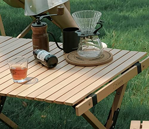 S'more Folding Picnic Table, Portable Camping Table With Carry Bag, Wood Outdoor Table For Picnic, Camping, Travel, Party, Beach, Garden, Patio, Gailgating, Bbq,Easy To Assembly (M Size-90Cm) #TOP4