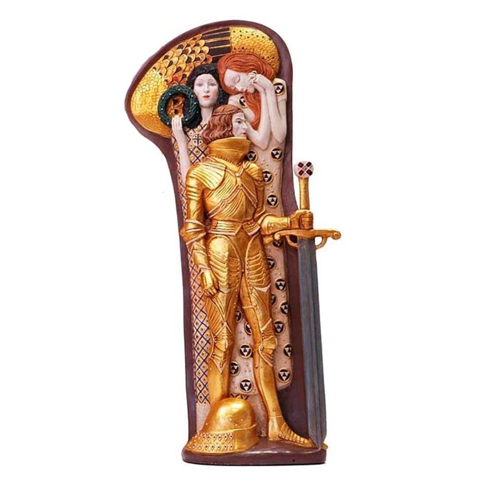 Statuette Klimt guerrier fresque Beethoven chevalier or résine 37 cm