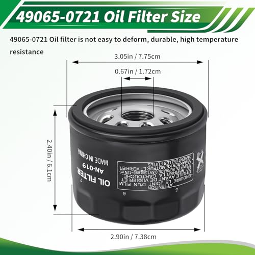 Image of 49065-0721 49065-7007 Oil Filter Compatible with Kawasaki FR691V FR730V FR651V FX691V FX600V FX651V FS730 FS730V FS600V FR600V FS691V FS651V Engine, 1205001 1205001-s AM125424 492932S (6PCS)