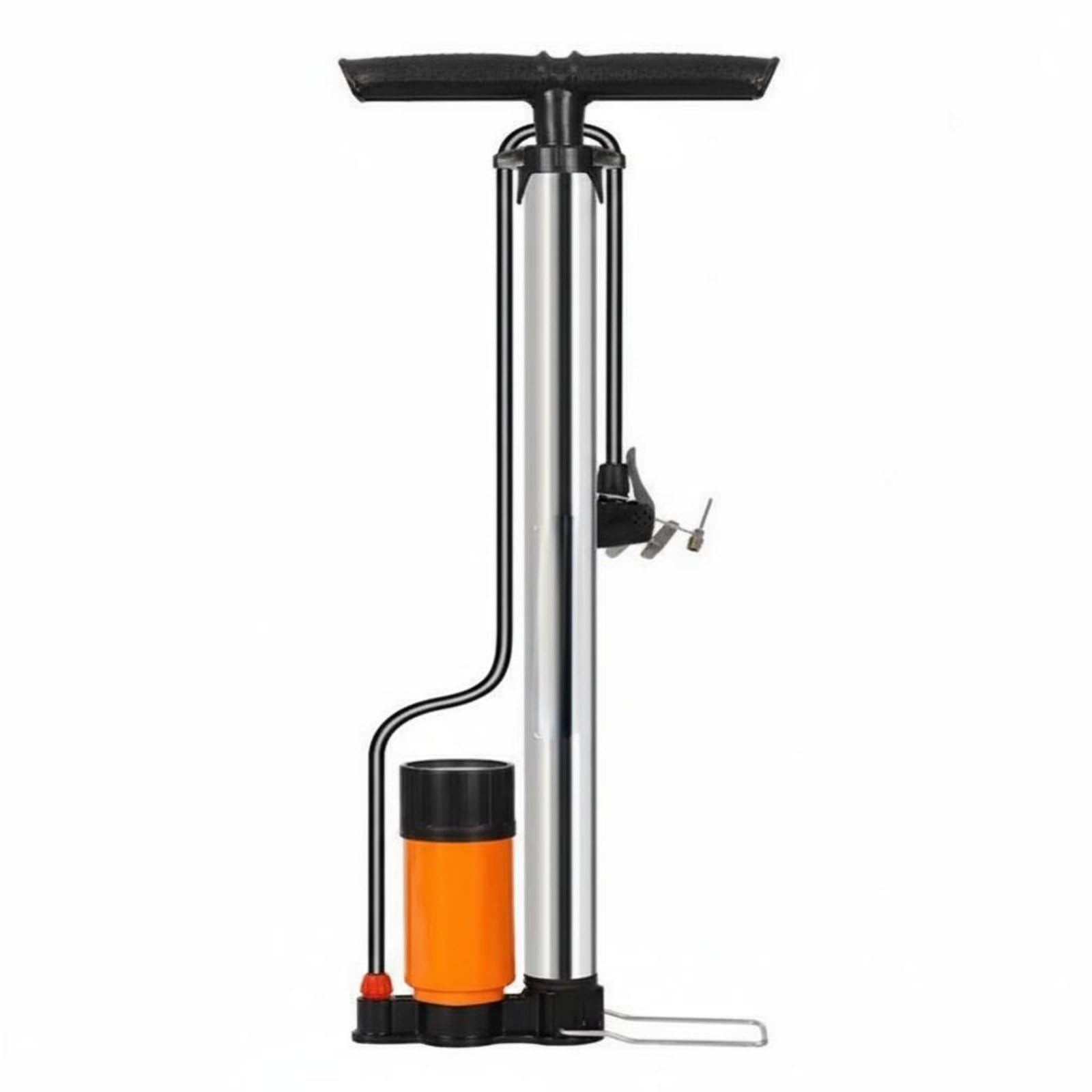 MERISHOPP Portable Tire Inflator Multi-Function Bike and Sports Pump High Pressure Gauge Floor Pump Long-Lasting for Roadside Emergency, Silver, Long Hp W Gauge-image-45