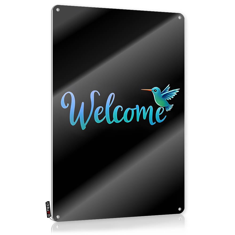 Fzfn Men's Colour Outside Fall Decor Funny Wall Art Rustic Nice | Welcome To Our Vibrant Paradise Modern Metal Wall Decor For Outhouse Home(20X30cm)
