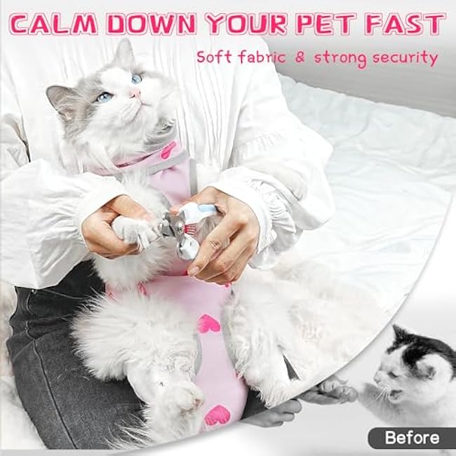 Cat Grooming Hammock, Self-Adherent Wrap for Cutting Nails, Anti-Escape Calming Grooming Bag for Medicine, Nail Clipping, Teeth Brushing, Ear Cleaning-bgtPgZC1