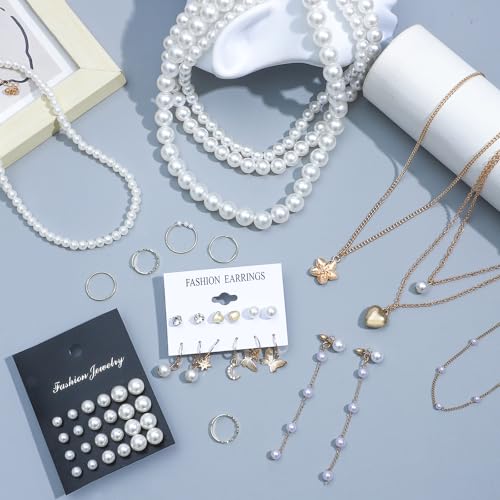 Image of NEWITIN 69 Pieces Gold Jewelry Set for Women Fashion Costume Jewelry Gold Plated Necklace Bracelet Earrings Set for Women
