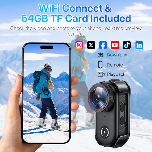 UYIKOO 4K Mini Body Action Camera with 1.47" Screen, 64GB Thumb Size Small POV Camera with WiFi, Tiny Wearable Magnetic Camcorder for Work Vlogging Cycling Motorcycle Pet Travel by UYIKOO - Used condition - Image 4