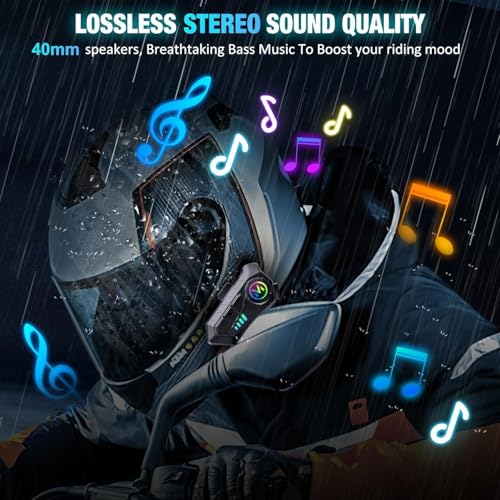 Image of FEYA Motorcycle Helmet Speakers - Super Long Battery Life, Motorbike Headset Single Use Headset with Soft /Hard Mic,IPX6 Automatic Answer /Music Control /Intelligent Noise /Wake up Siri