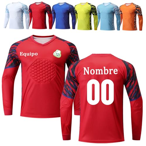 OPUTWDF Personalizable Camiseta de Portero Niño Hombre Equipación Portero Niño Futbol Personalizada Conjunto de Portero con Nombre, Número, Logotipo del Equipo